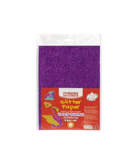 Carton cu sclipici 290gr/m2 A4, 5 buc, Violet